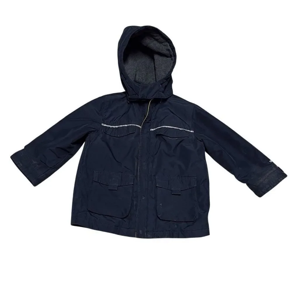 Gap Toddler 4 Navy Blue Yellow Winter Ski Zip Up Hoodie Heavy‎ Coat
